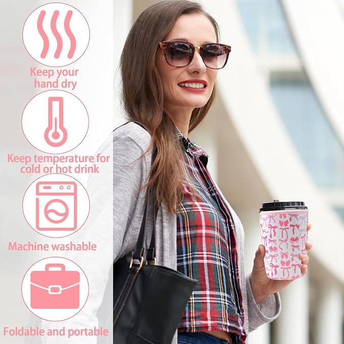 3 Pack Reusable Iced Coffee Cup Sleeve Beverage Holder - Image 3