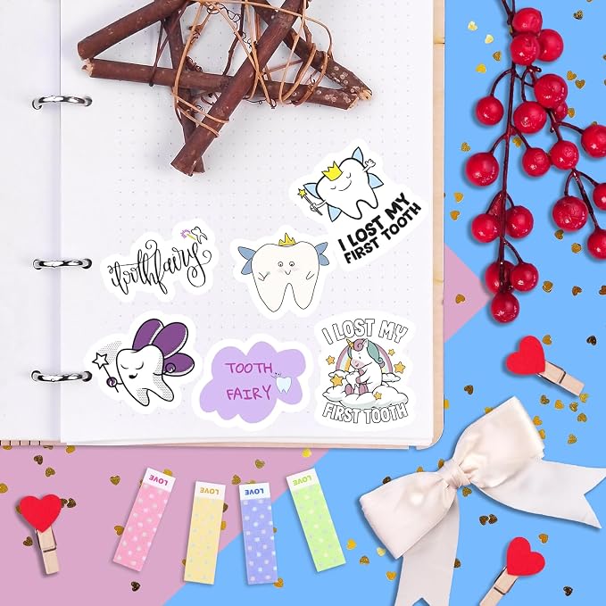 100Pcs Tooth Fairy Stickers for Water Bottle and Laptop - Image 8