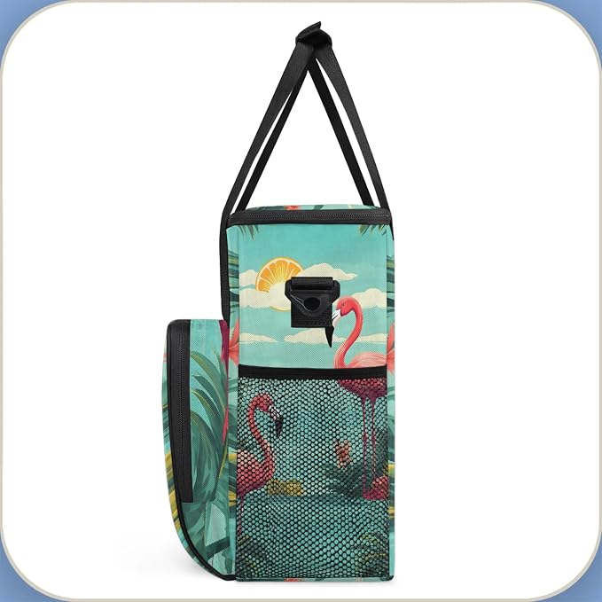 Tropical Flamingo Coffee Maker Carring Bag, Large Insulated Storage Organizer - Image 4