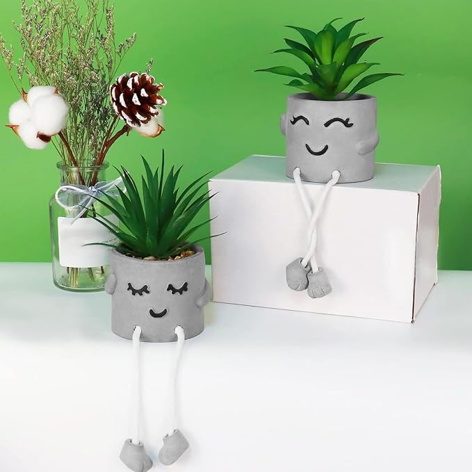 Zerzsy Faux Succulents in Cement Pots - Image 2