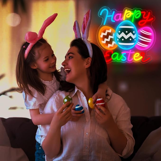 Easter Egg Neon Signs for Wall Decor Dimmable Easter Egg Neon Light Sign - Image 5