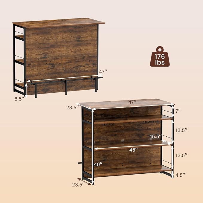 GOFLAME Home Bar Unit, 4-Tier Bar Table - Image 3
