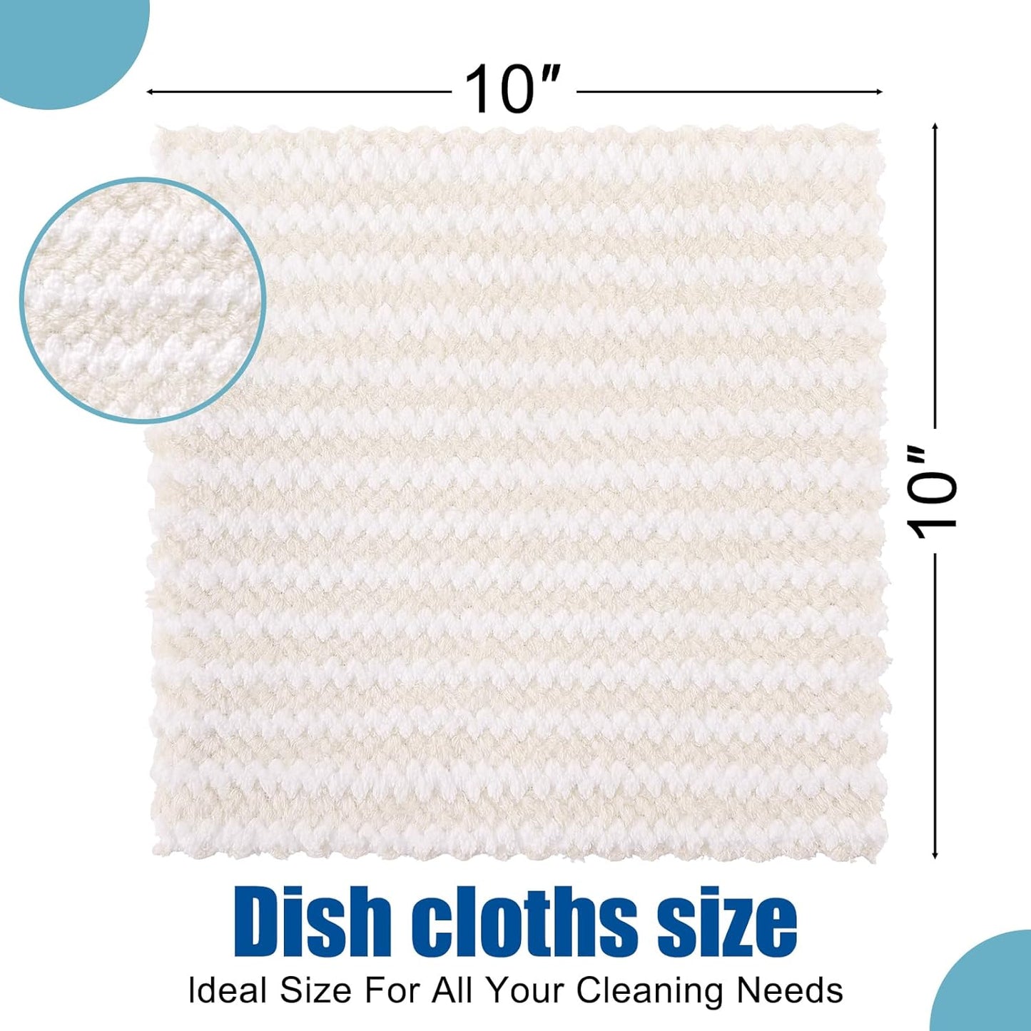 Homaxy 18 Pack Kitchen Dish Cloths, Ultra Soft and Absorbent Dish Towels, Reusable Fast Drying Microfiber Cleaning Cloth, Coral Velvet Wave Design Lint Free,10 x 10 inches, Beige