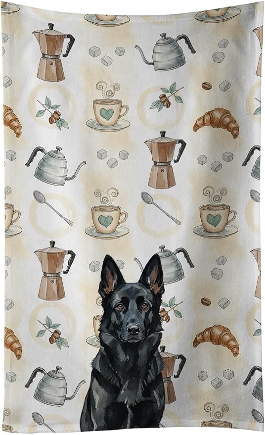 Caroline's Treasures Black German Shepherd Coffee Bar Kitchen Towel Velour by CarolinesTreasures