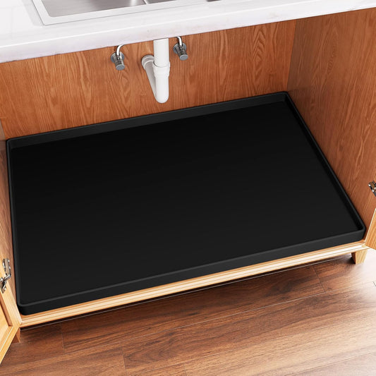 FLATO Waterproof Under Sink Mat 40" x 22" Shelf Liner for Kitchen and Bathroom, Cabinet Protector, Organizers and Storage, Flexible Silicone Drip Tray