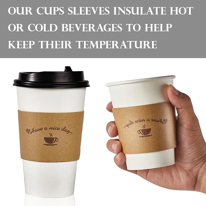 LITOPAK 200 Packs Kraft Paper Coffee Cup Sleeves, Coffee Sleeves, Disposable - Image 3