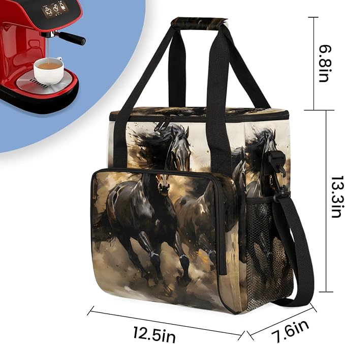 Horse Coffee Maker Carring Bag, Large Insulated Storage Organizer Case Tote Bags - Image 2