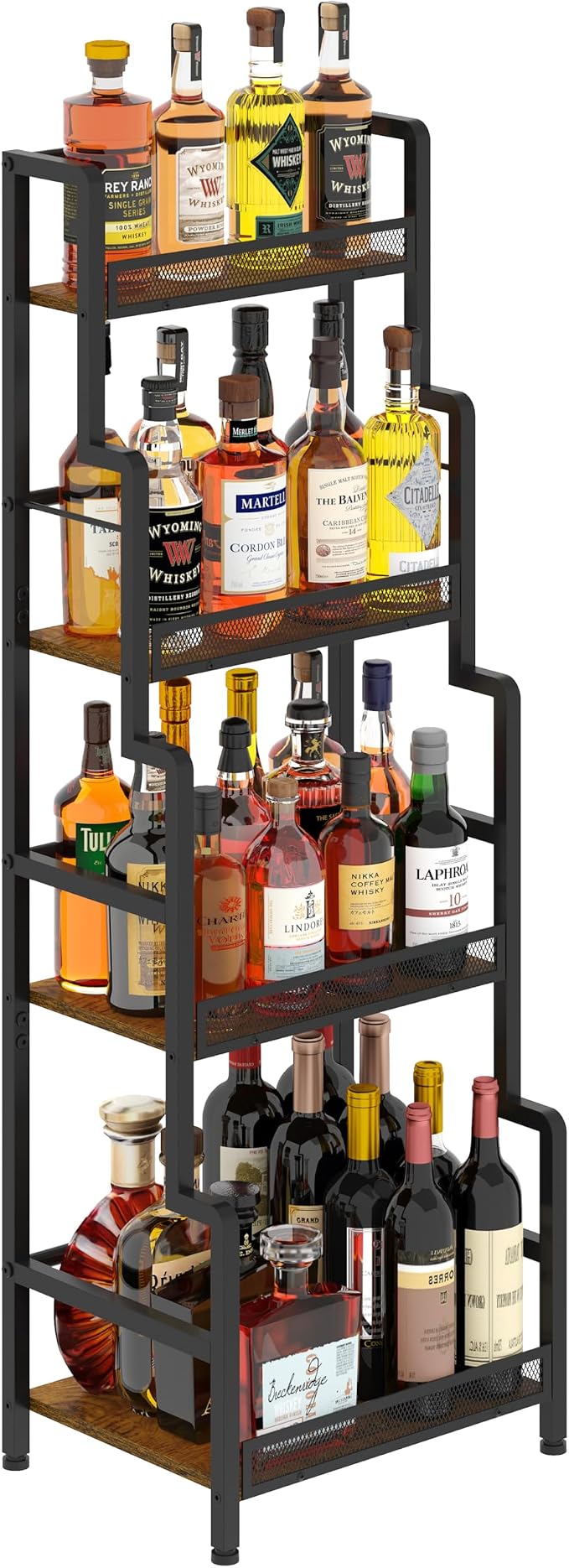 Hayexiha 4-Tier Stepped Freestanding Wine Rack, Large Capacity Liquor Cabinet by Hayexiha