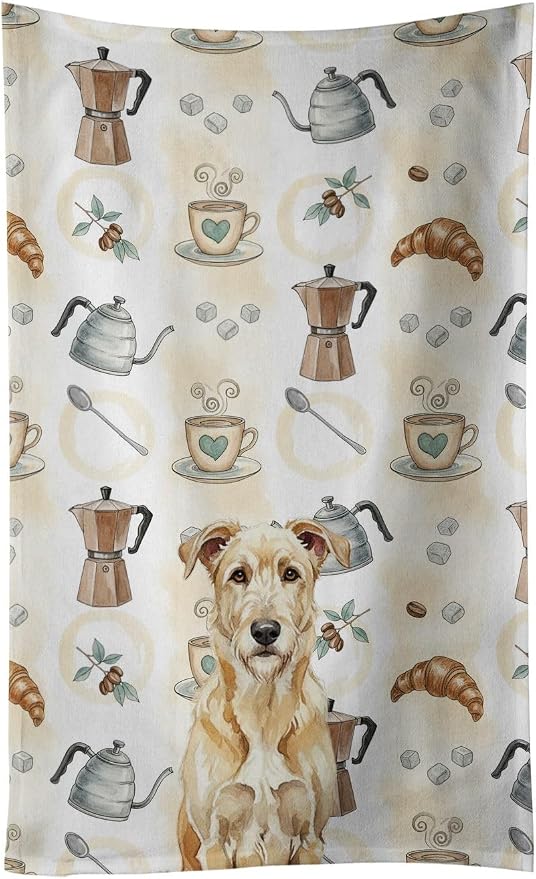 Caroline's Treasures Wheaten Irish Wolfhound Coffee Bar Kitchen Towel Velour by CarolinesTreasures