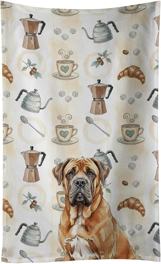 Caroline's Treasures Neapolitan Mastiff Coffee Bar Kitchen Towel Velour Plush by CarolinesTreasures