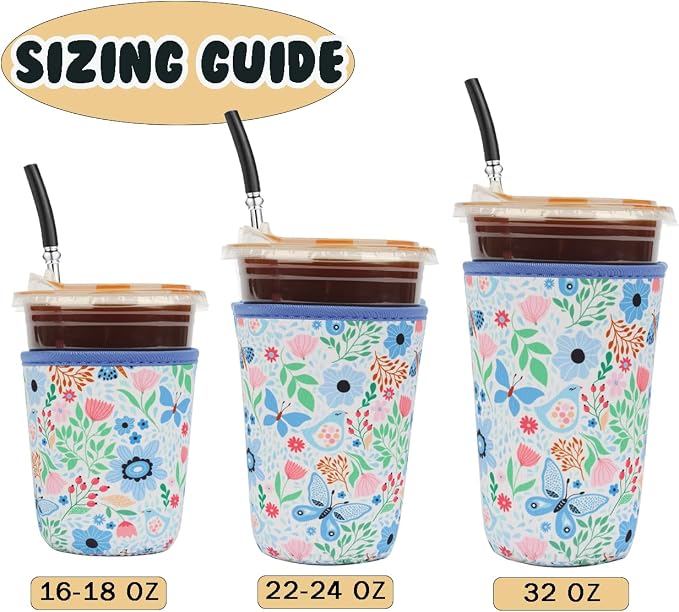 Reusable 3-Pack Iced Coffee Cup Sleeve, Insulated Neoprene, Beverage Holder - Image 5