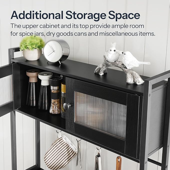 HOOBRO Bakers Rack with Storage Cabinet, 5-Tier Coffee Bar with Power Outlet - Image 6