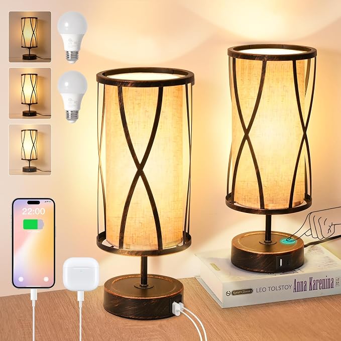 Distressed Table Lamps for Living Room, 3 Way Dimmable Touch Lamps, Small by Unknown
