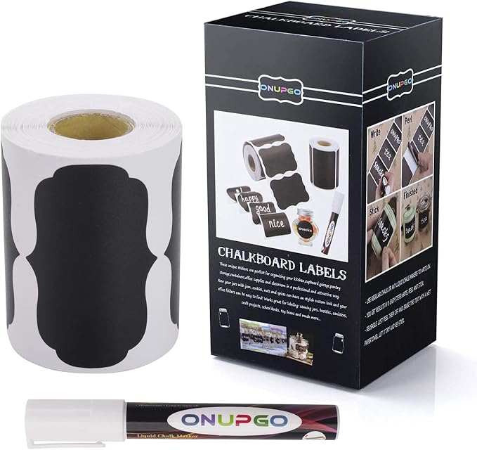 ONUPGO Chalkboard Labels-180pcs Waterproof Reusable Blackboard Stickers by ONUPGO