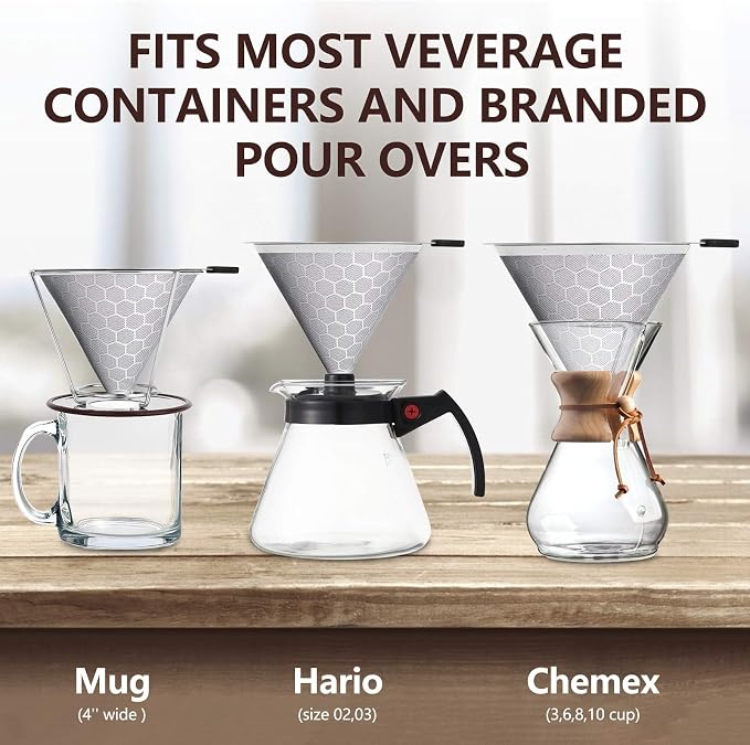 Pour Over Coffee Dripper, Reusable Stainless Pour Over Coffee Maker for - Image 2