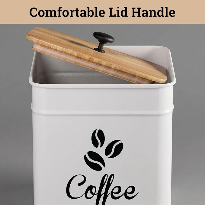Airtight Coffee Canister - 40 oz Large Iron White Coffee Container Airtight - 6 - Image 8