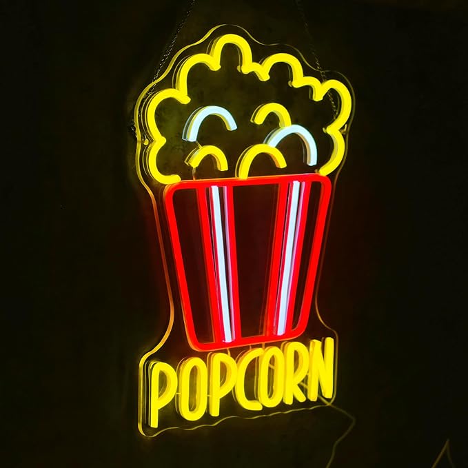 Popcorn Neon Sign for Wall Decor Dimmable Food Led Lights Signs Snacks Led - Image 2