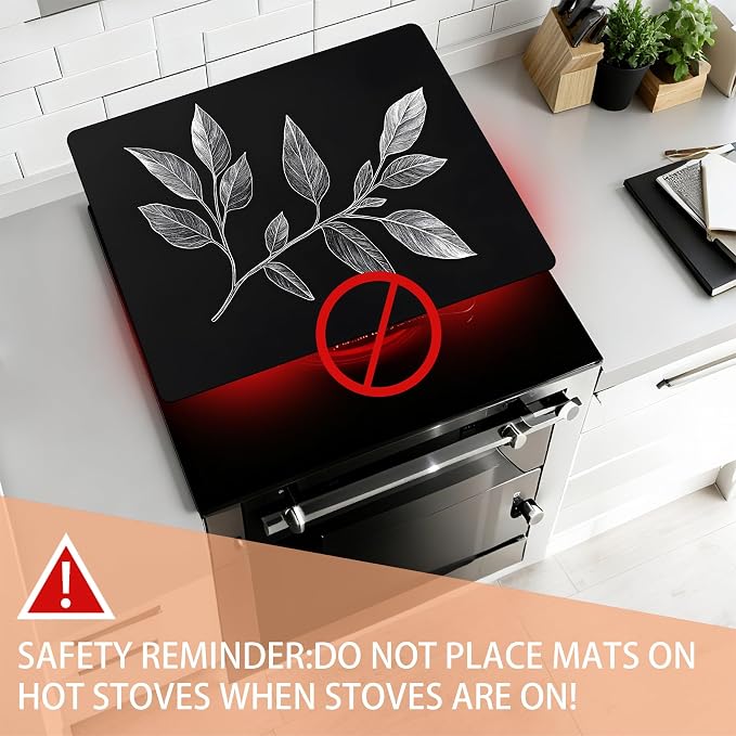 28"x20" Anti-Slip Electric Stove Top Cover Leaves Foldable Heat-Resistant Glass - Image 6