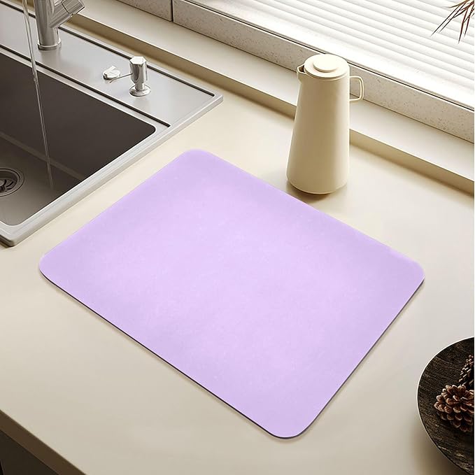 Lilac Dish Drying Mat for Kitchen Counter No-slip Rubber Bottom Coffee Mat Dish by Sinestour