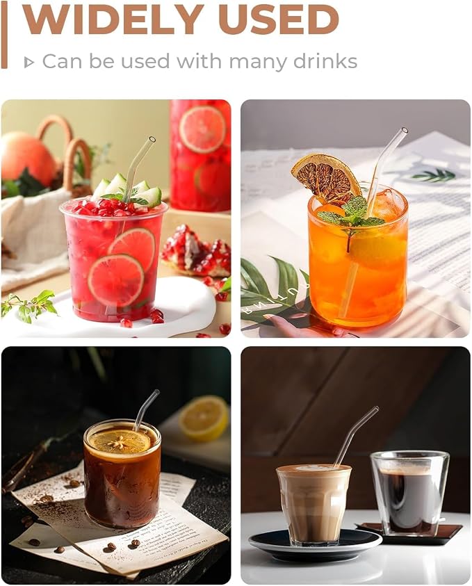 Foogwee® 20 Packs Reusable Glass Straws Set - Image 7