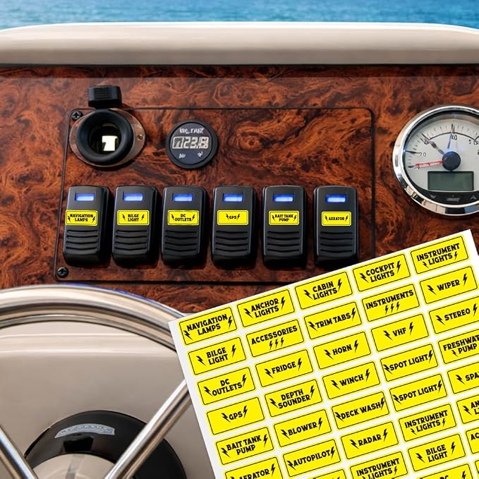 200 Pcs Boat Switch Panel Label, Oval Marine Boat Dash Board Switch Instrument - Image 5
