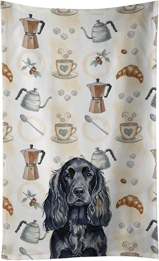 Caroline's Treasures Black English Cocker Spaniel Coffee Bar Kitchen Towel by CarolinesTreasures