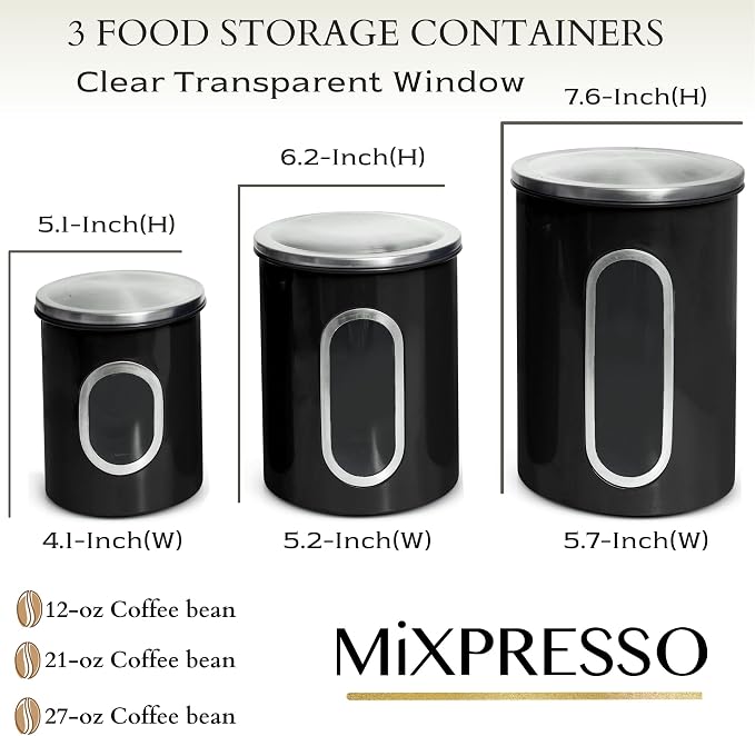 Mixpresso 3-Piece Black Canisters Sets - Image 2