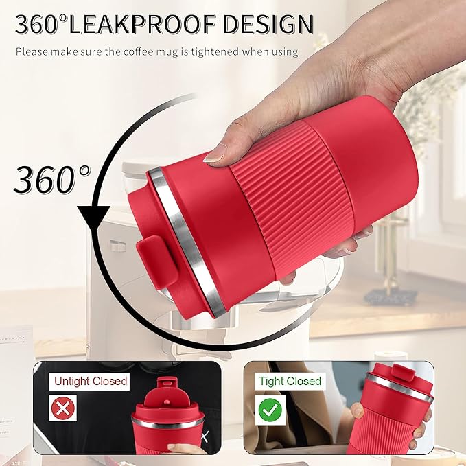 YINBAOGE Insulated Travel Coffee Mug, Spill & Leak Proof, Portable To Go - Image 5