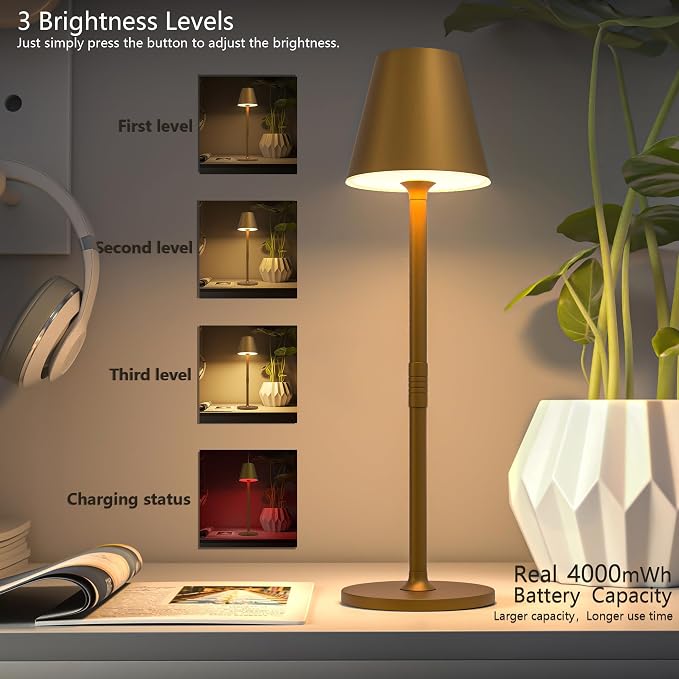 Timjorman 4-Pack Cordless Table Lamps - 5000mAh Rechargeable Battery Operated - Image 2