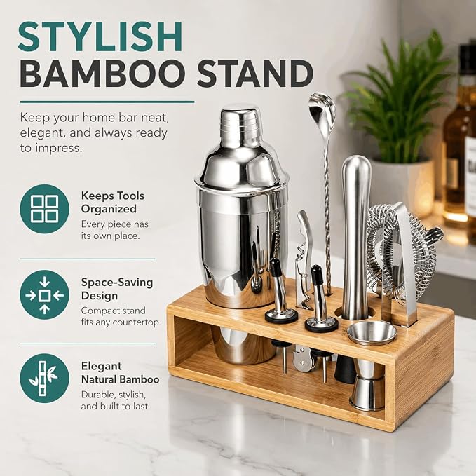 Cocktail Shaker Set, 18/8 Food-Grade Stainless Steel Mixology Bartender Kit - Image 4