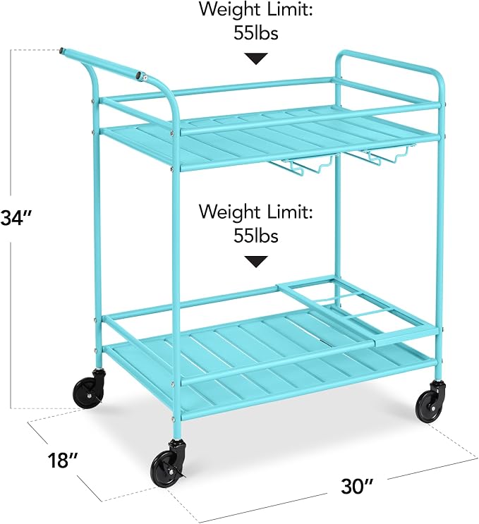 Best Choice Products Rolling Bar Cart, Mobile Home Bar Serving Cart, Serving - Image 2