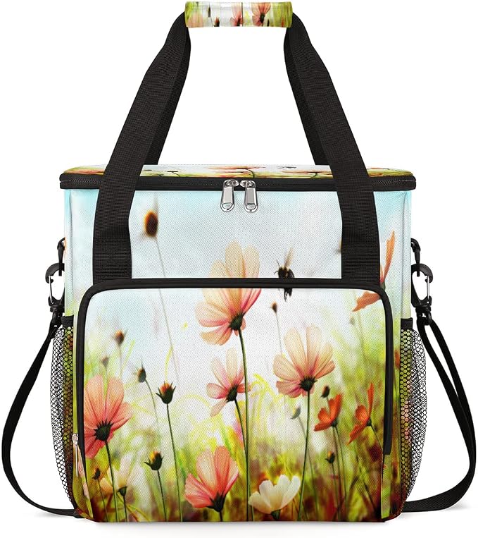 Spring Flower Coffee Maker Carring Bag Colorful Floral Travel Storage Tote Bag by FengQuGou