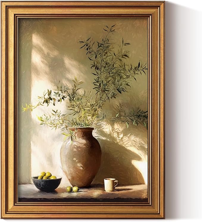ARPEOTCY Gold Framed Canvas Wall Art, Olive Tree Potted Wall Decor, Farmhouse by ARPEOTCY