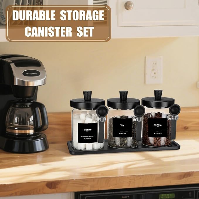 Suclain 3 Pcs Glass Coffee Container - Image 6