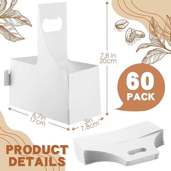Dunzoom White 60 Pcs 2 Cups Drink Carrier - Image 2
