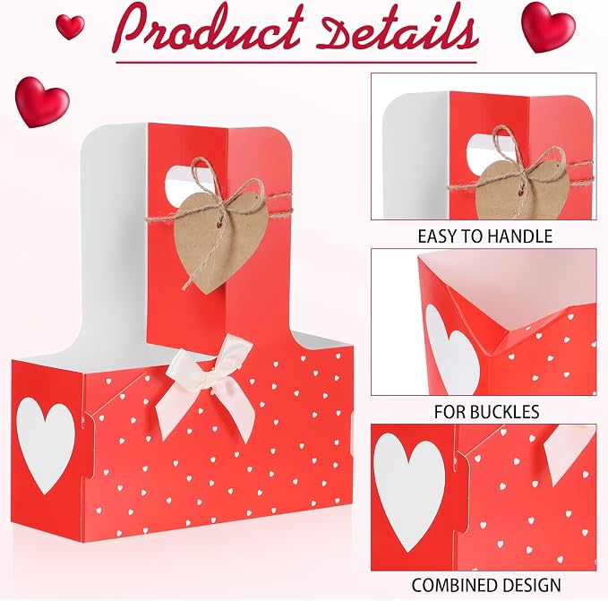 Tinlade 2 Cup Heart Disposable Drink Carrier - Image 4