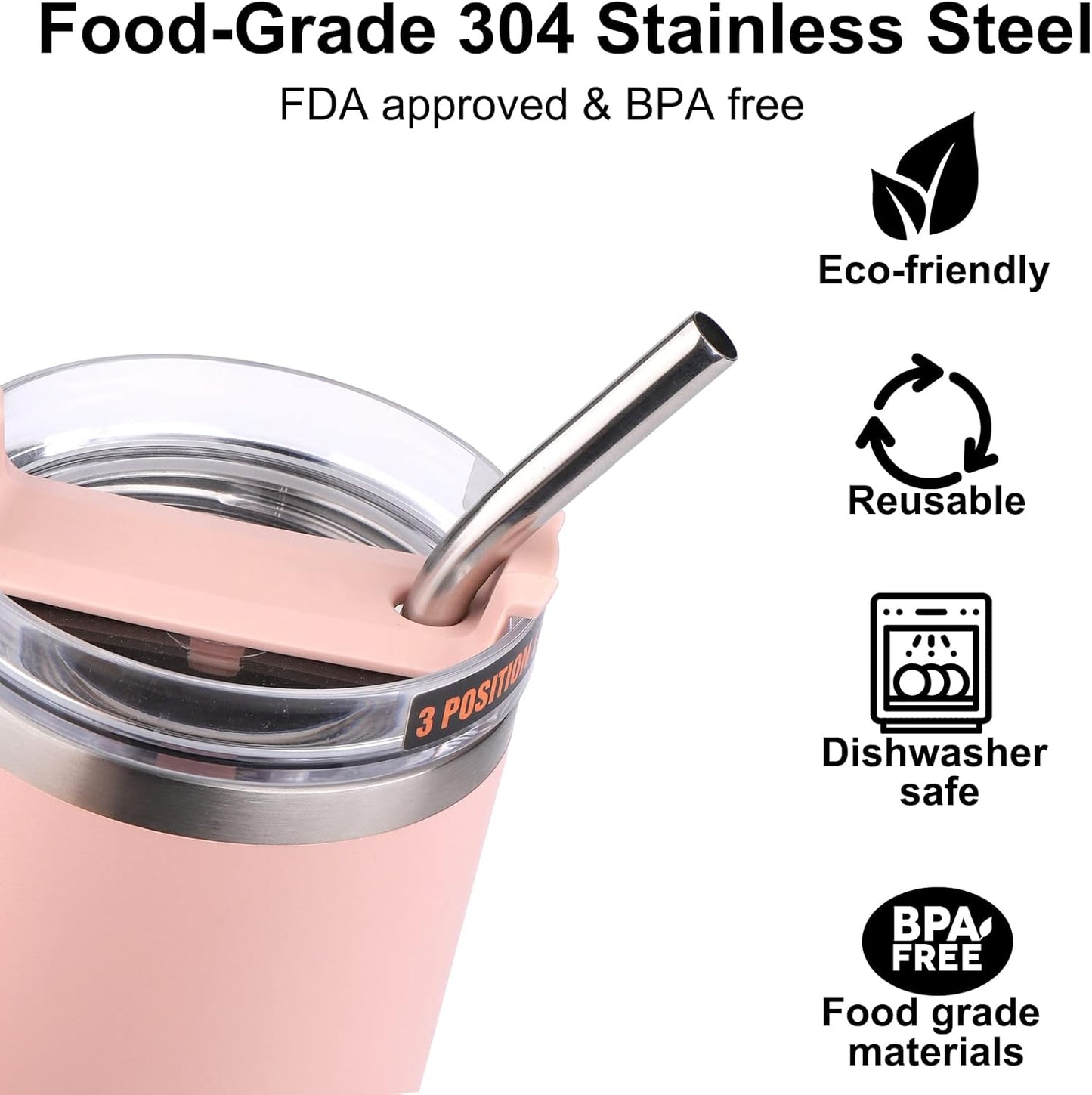 AIERSA Metal Straws for 40oz Tumbler Replacement,12 Inch Reusable Stainless Steel Straw Compatible Stanley Cup, 6pcs Large Straws with Cleaning Brush for Stanley Cup Accessories