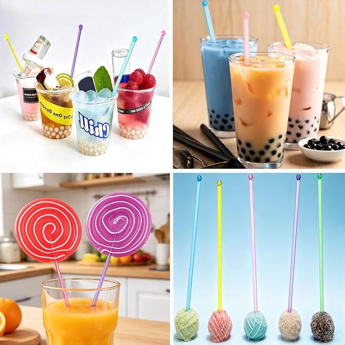 50PCS Colored Plastic Stirring Sticks Disposable Round Crystal Stirrers 7 - Image 5