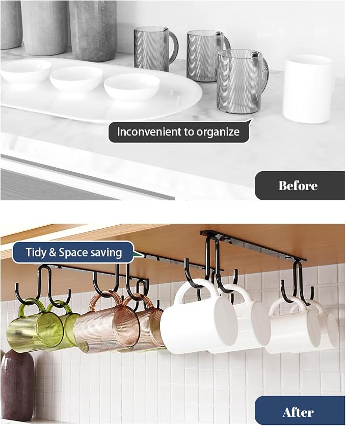 Luckinow Mug Hooks Under Cabinet 3 Pack, Metal Cup Hooks - Image 2