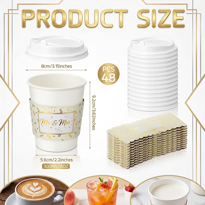 AmazingSpark 48 Sets 8oz Floral Disposable Coffee Cups - Image 3