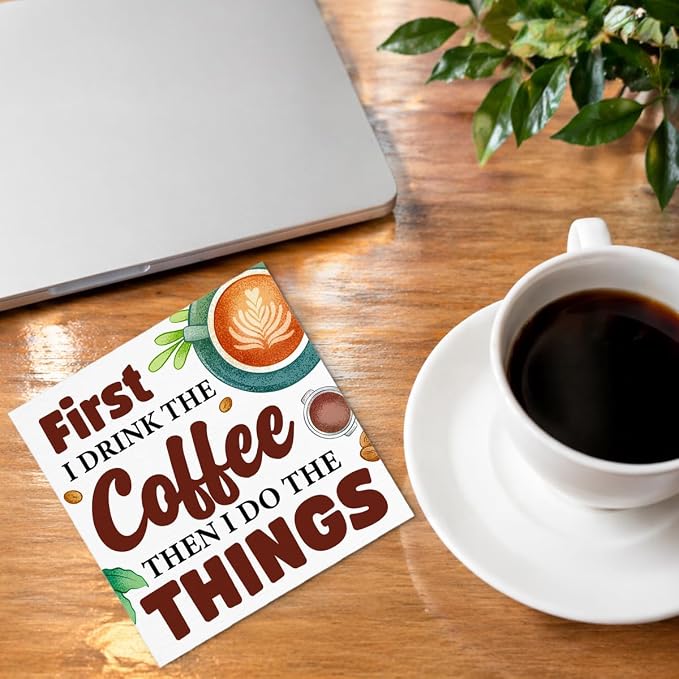 Coffee Bar Decor Wooden Sign, Funny Coffee Table Decor, First I Drink The - Image 4