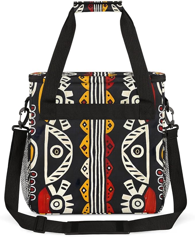 Bohemian Geometric Stripes Coffee Maker Carring Bag, Large Insulated Storage - Image 5