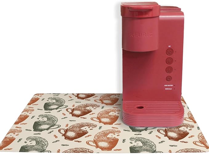 Coffee Maker Mat for Countertop – Absorbent, Non-Slip Coffee Bar Mat, Protects by ThisJoyfulHome