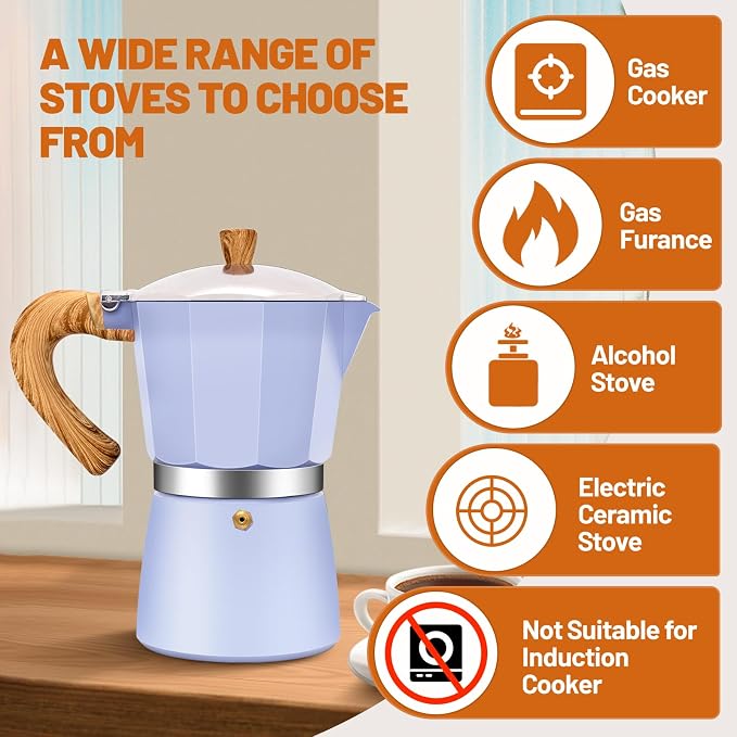 6 Cup Aluminum Espresso Stovetop Moka Pot Express Coffee Maker Percolator - Image 4