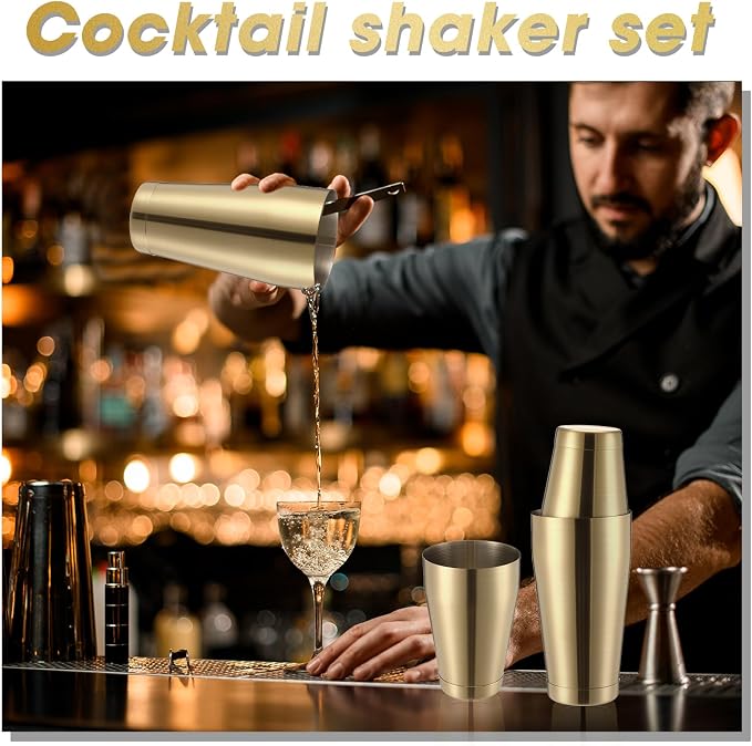 Sabary 6 Pcs Cocktail Shakers Professional Bar Shaker Boston Set Stainless - Image 3
