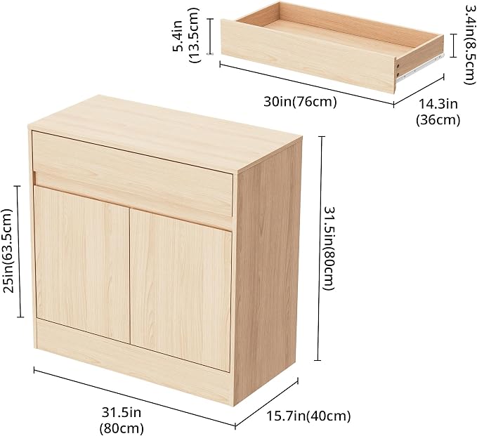 Housoul Buffet Cabinet with 2 Doors and Drawer, Coffee Bar Cabinet with - Image 2