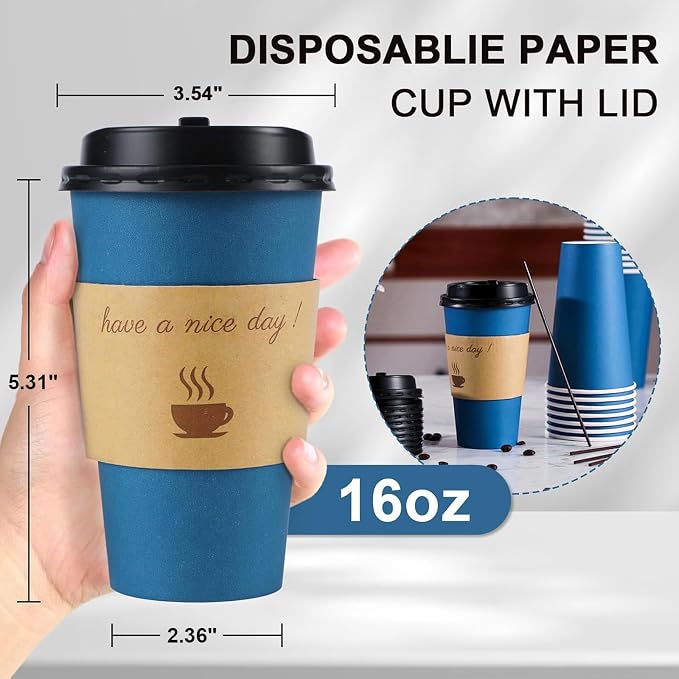 Clawsoff 100 Pack 16 oz Coffee Cups - Image 2