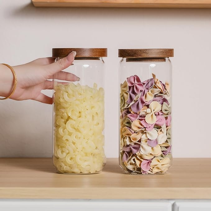 Glass Jar with Lid 3.54 Inch Wide, 34 OZ Airtight Food Storage Containers Glass - Image 3