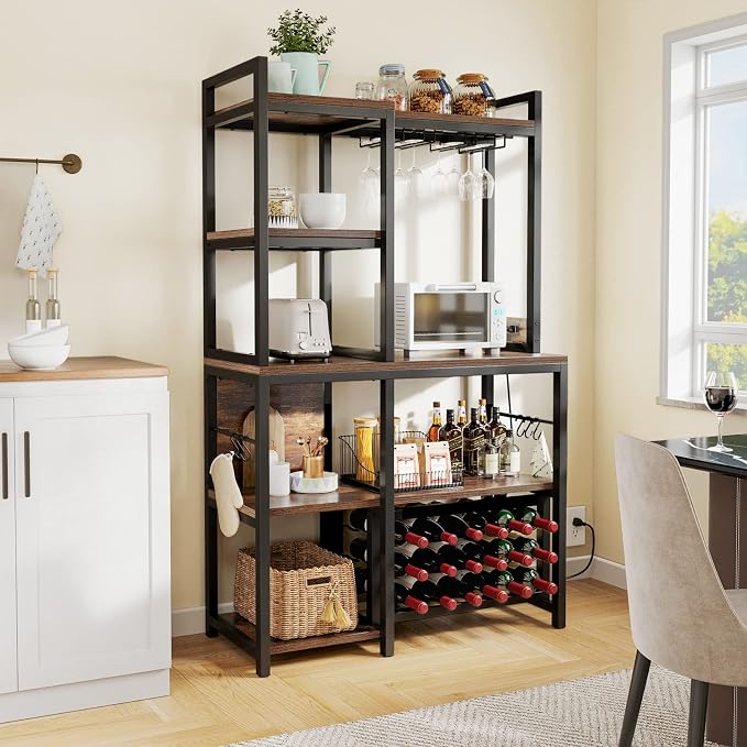 YITAHOME Kitchen Microwave Bakers Stand Wine Rack Coffee Bar Storage - Image 7