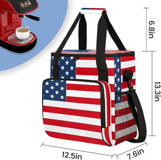 American Flag Coffee Maker Carrying Bag, Waterproof Insulated Leakproof Cooler - Image 2